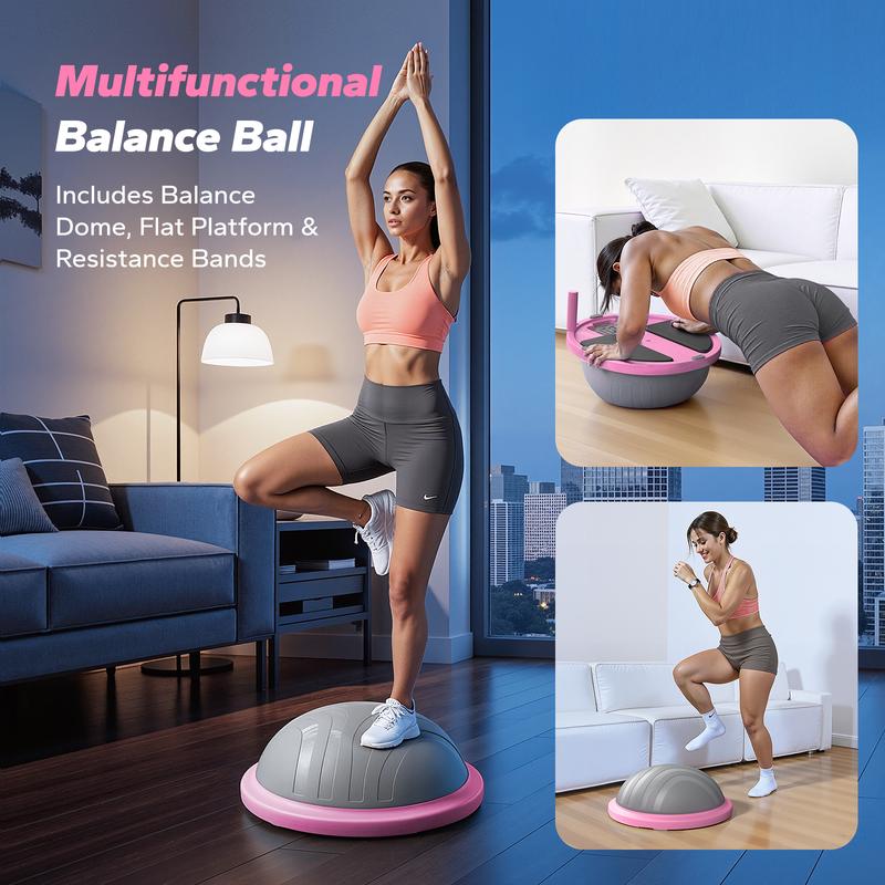 [Terra Gym] Half Exercise Balls TrainerBalance Ball Trainer 2-in-1 Yoga Ball withResistance Bands & Game Mode Core Stability& Full-Body Home Fitness Workout Equipment