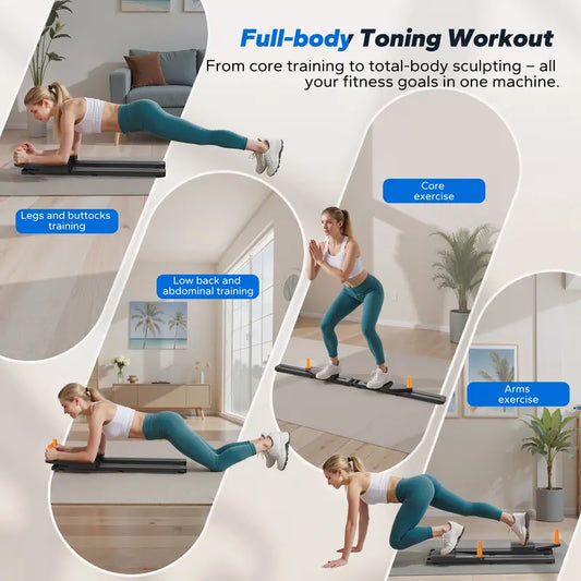 Terra Gym Multi-functional Adjustable AbExercise Board, Split Ab Slide Roller Board,Home Pilates Reformer with Knee Mat forHome Gym Core & Ab Strength Training,Abdominal Crunch Machine