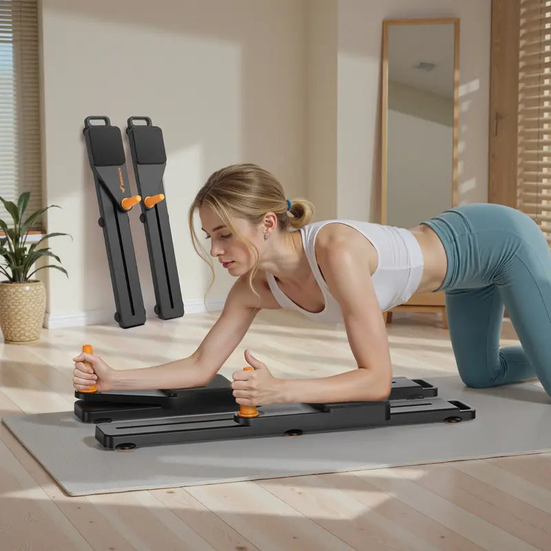 Terra Gym Multi-functional Adjustable AbExercise Board, Split Ab Slide Roller Board,Home Pilates Reformer with Knee Mat forHome Gym Core & Ab Strength Training,Abdominal Crunch Machine