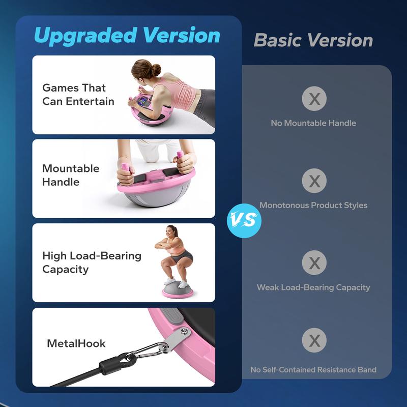 [Terra Gym] Half Exercise Balls TrainerBalance Ball Trainer 2-in-1 Yoga Ball withResistance Bands & Game Mode Core Stability& Full-Body Home Fitness Workout Equipment