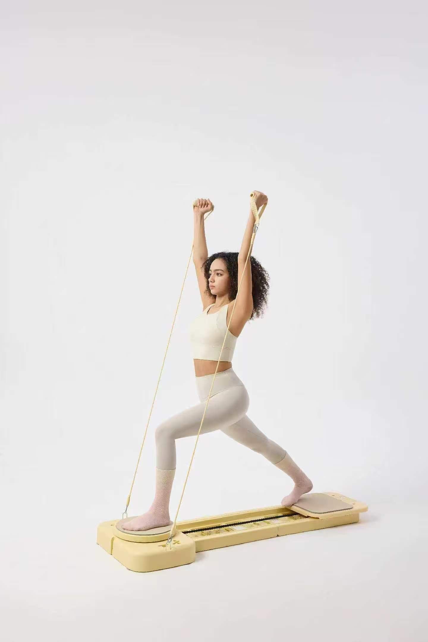 "Foldable Home Pilates Reformer – Adjustable Resistance, Quiet Glide, Full-Body Workout for All Levels"