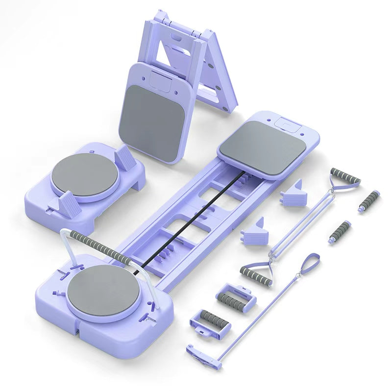 "Foldable Home Pilates Reformer – Adjustable Resistance, Quiet Glide, Full-Body Workout for All Levels"