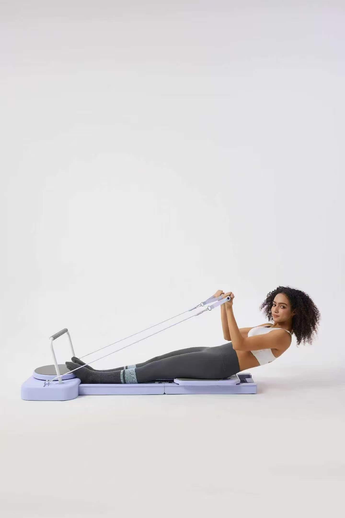 "Foldable Home Pilates Reformer – Adjustable Resistance, Quiet Glide, Full-Body Workout for All Levels"